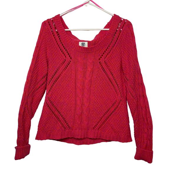 American Eagle chunky knit sweater women's size large pink fuchsia and orange - Picture 1 of 14